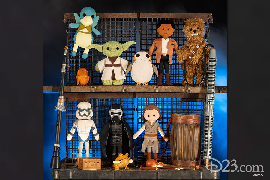 Toy dolls of Star Wars characters and instruments.