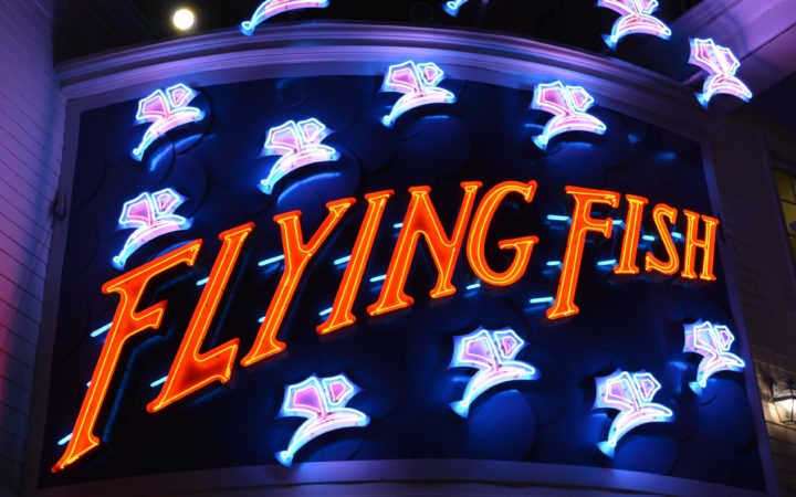 Sign for the Flying Fish Restaurant on Disney's BoardWalk