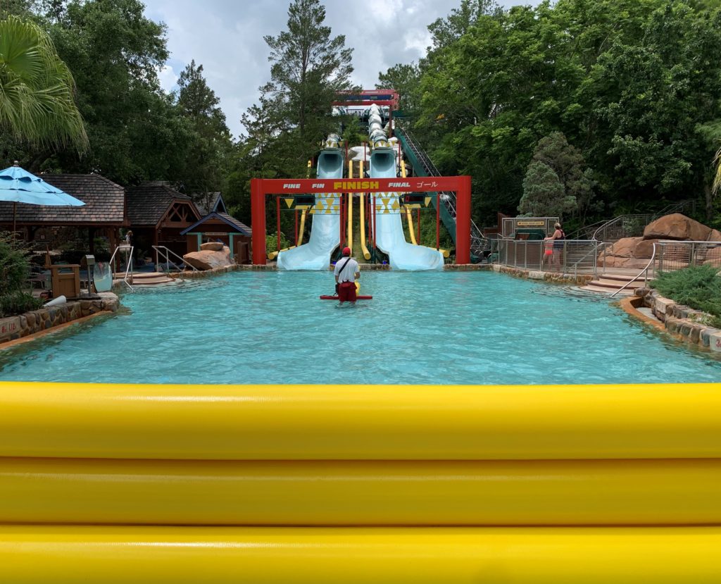 The Downhill Double Dipper—a racing slide with a timer and buzzer at Blizzard Beach.