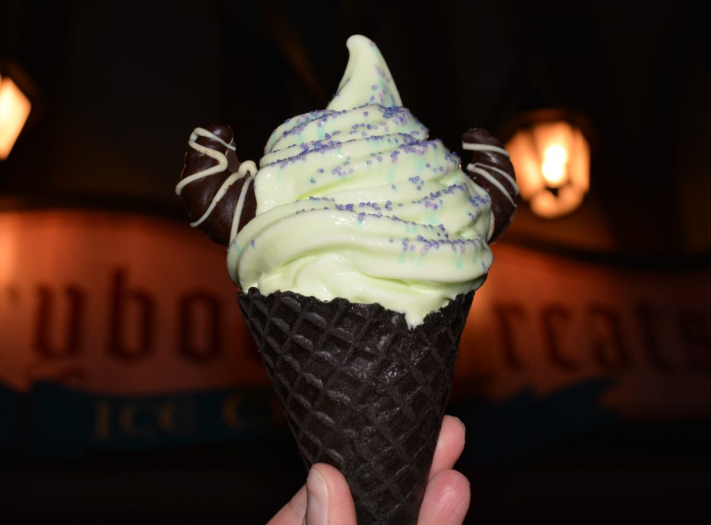 The Maleficent Cone from Storybook Treats - A Disney Snack made with Lime Dole Whip