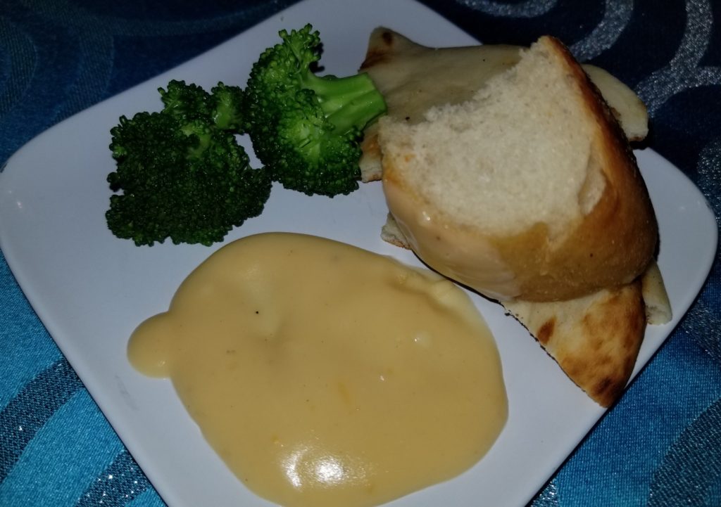 The Cheese Fondue offerings at the Frozen Ever After Dessert Party.