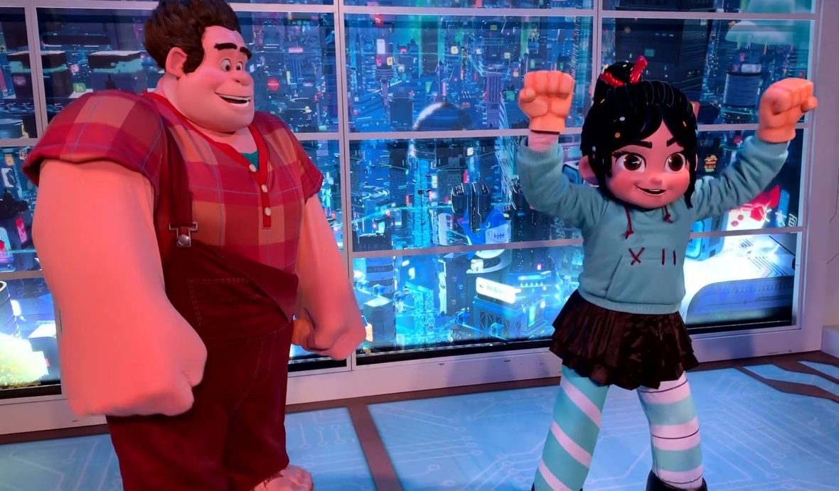 Meet and Greet with Ralph and Vanellope from Wreck-It Ralph with Vanellope Wearing the Smash Fists