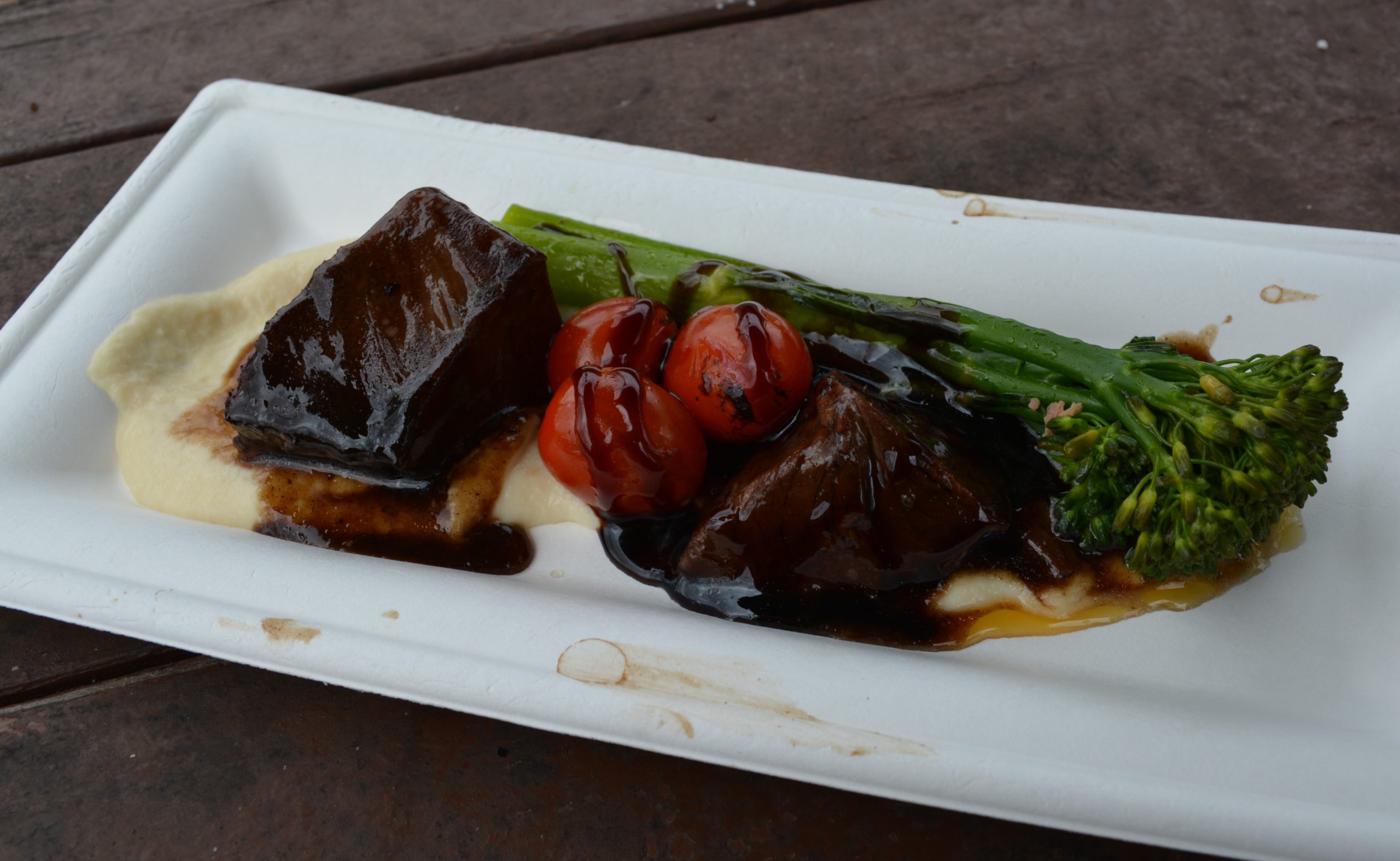 Red Wine-braised Beef Short Rib with Parsnip Purée, Broccolini, Baby Tomatoes and Aged Balsamic from Cuisine Classique in Germany