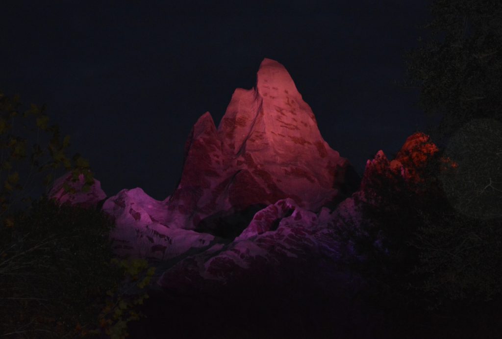 The Peak of Expedition Everest at night in Animal Kingdom