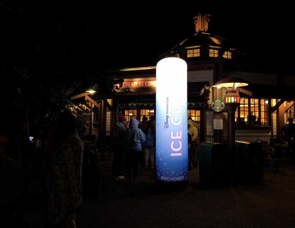 Line for the Free Ice Cream at the DVC Moonlight Magic 2020 Event at Creature Comforts in Animal Kingdom