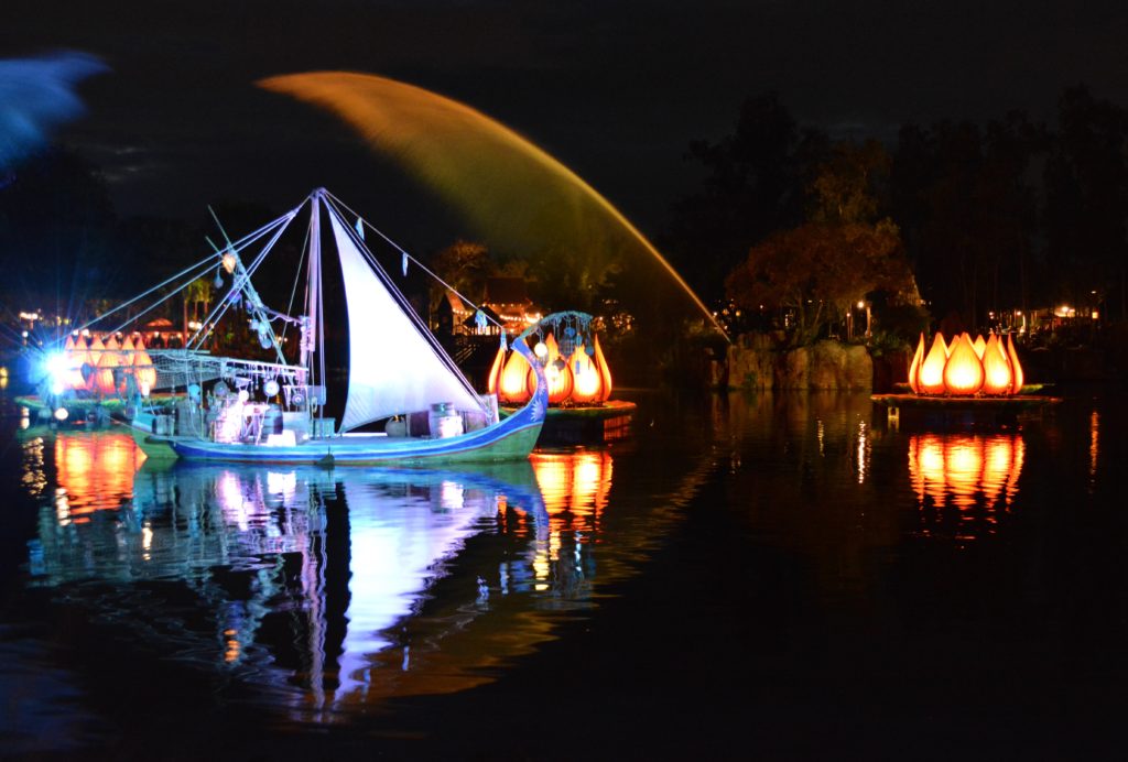 Rivers of Light: We Are One Boats and Fountains Reflected on Discovery River